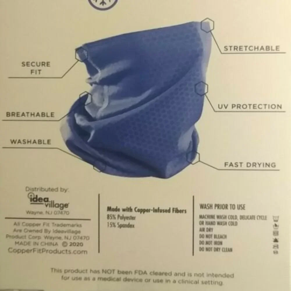 Copper Fit Guardwell Face Protector Breathable Secure Mask Blue Youth 8+